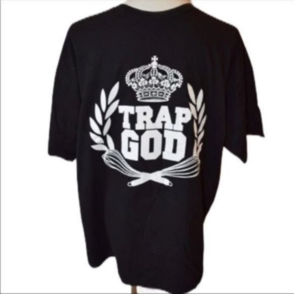 Exclusive Game Trap God Graphic T Shirt Size XL Black White Short Sleeve